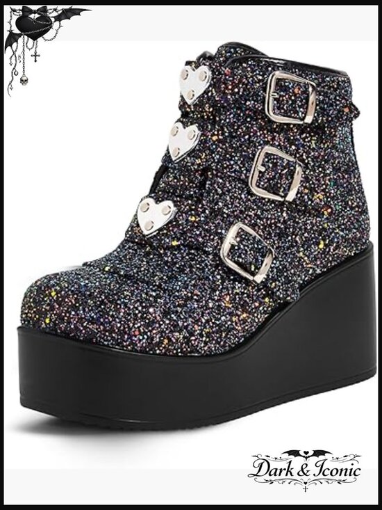 Shoes - Platform Wedge Ankle Boots Chunky Sole Lace Up Winter Booties